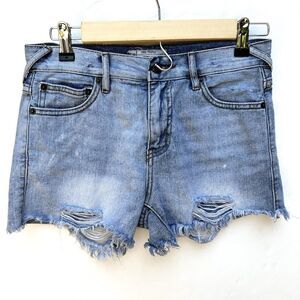 Free People Distressed Light Wash Denim Jean Shorts